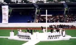Mass at Laugardalur Stadium